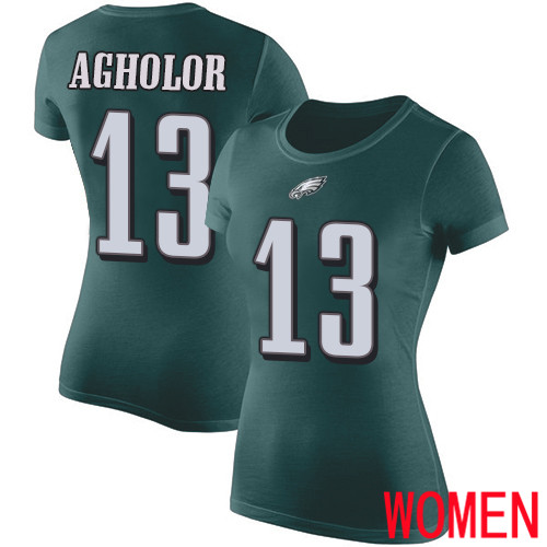 Women Philadelphia Eagles #13 Nelson Agholor Green Rush Pride Name and Number NFL T Shirt->women nfl jersey->Women Jersey